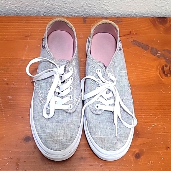 VANS ULTRACUSH SKATE WOMEN'S LACE UP GRAY LOW PLAID CANVAS SNEAKERS SIZE 8 - Picture 1 of 15